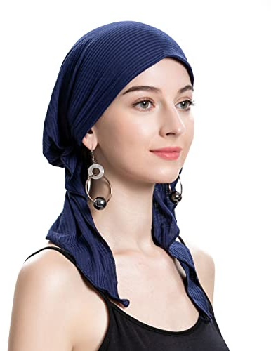 ZLYC Damen Chemo Turban Mütze Vorgebundenes Kopftuch Headwraps Leichte Hut | Leicht Atmungsaktiv