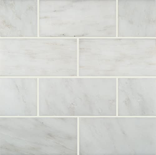MSI Arabescato Carrara 3 in. x 6 in. Beveled Honed Marble Tile for Kitchen Backsplash, Floor Tile, Wall Bathroom, Shower Mesh Mounted Mosaic Cool White