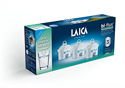LAICA bi-flux® limescalestop Filtro per Acqua – Riduce il Calcare nell'Acqua fino al 90% e Migliora il Gusto dell'Acqua - 3 Mesi di Acqua Buona e Filtrata (3 filtri x 150L) - Made in Italy | Riduce il calcare dell'acqua fino al 90%