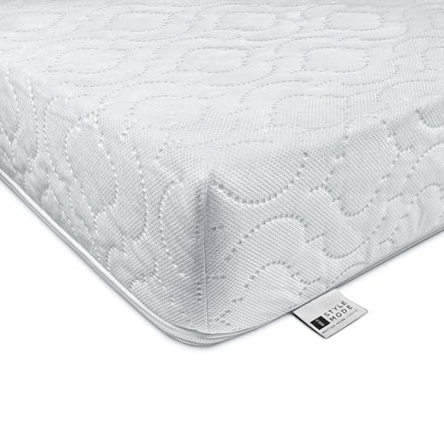 iSTYLE MODE BETTER HOME CHOICE 120x60x10cm Baby Toddler Cot Bed Foam Mattress Fully Breathable & Waterproof Zipped Removable Washable Cover, Anti Allergy, White