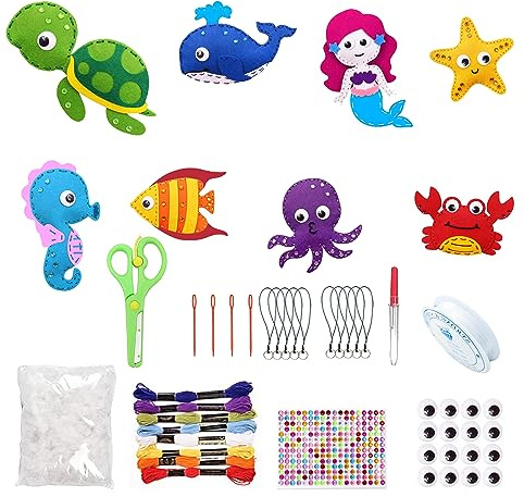 Allazone Nähset, DIY Filz Bastelset, Verschiedene Meerestiere Filz Nähen Kits, DIY Nähset Tierformen