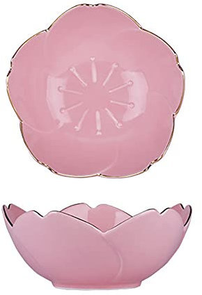 Ensaladera de cerámica de 6 pulgadas, platos de cena, platos de postre para pasta, bandejas de servir para aperitivos, cuenco de inmersión, apto para lavavajillas (rosa, 6 pulgadas)
