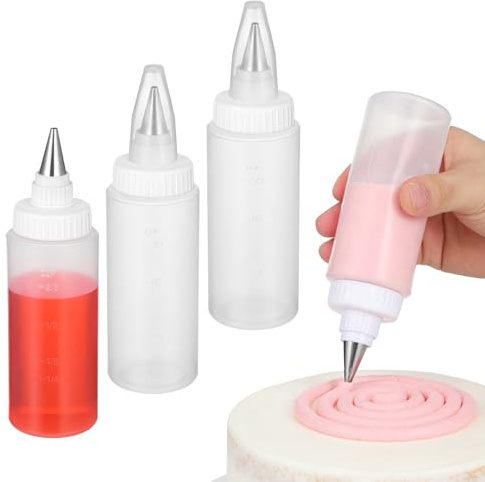 HEMOTON 4 Stück Lebensmittelechtes Silikon Zuckerguss Quetschflaschen Dekorationsflaschen Für Kuchen Sahne Cupcakes Zum Backen
