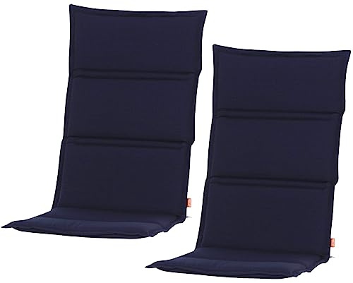 BURI Gartenstuhlauflagen Hochlehner Polsterauflagen - Sitzauflagen Centauri von Siena Garden mit Stehsaum - Stuhlauflagen UV-Beständig, einfarbig - 2 Hochlehner Auflagen blau