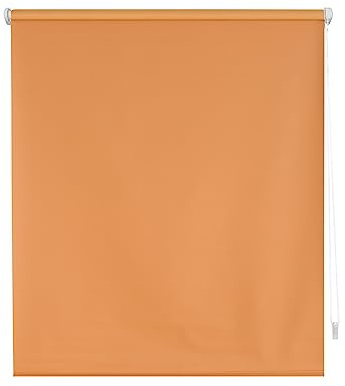 Decorblind Blackout Roller Blind, Smooth, No Tools or Drilling Required, Dimensions: 62 x 180 cm, Width x Length/Dimensions Fabric: 59 x 175 cm, Plain Orange, Window Roller Blinds