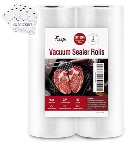 Fitge Vakuumierbeutel 170µm 28x1500cm/2 Rollen für alle Vakuumiergeräte Vakuumrollen für Lebensmittel