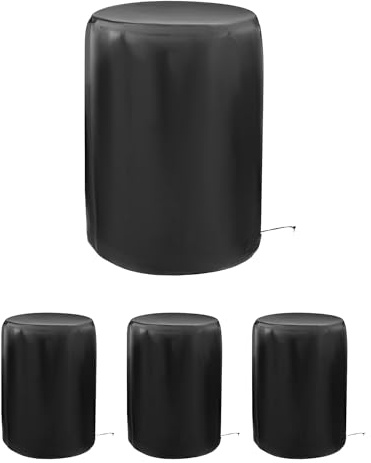 QWORK Waterproof Oxford Cover for 55 Gallon Drum, Black, 2 Pack
