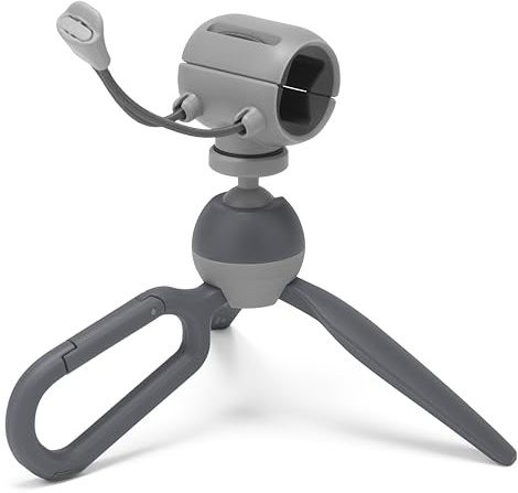 JOBY HandyPod Clip Mini Tripod with Carabiner and Phone Clamp for Smartphone, compatible with iPhone, Galaxy, Pixel Phones, Compact Camera SONY ZV-1 II Gray Color (JB01839-BWW)