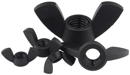 10/20/50 Stück M3 M4 M5 M6 M8 M10 M12 Nylon-Flügelmutter Kunststoff-Barrenmutter Kunststoff-Schmetterlingstyp Kunststoff-Überwurfmutter (Color : Black, Size : M6 (20pcs))