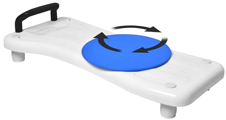 VA-Cerulean Badewannenbrett, Weiß Badewannensitz mit Schwarz Griff und 360° Drehscheibe, Kunststoff Sitzbrett für Senioren Behinderte Schwangere, belastbar bis 150 kg(Typ B)