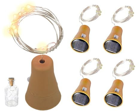 Yeory Solar Wine Bottle Lights, 5PCS Cork LEDs Lights for Bottle, Mini Fairy String Lights for DIY, Firefly String Lights for DIY Wedding Party Outdoor, Waterproof Cork Fairy Lights for DIY Party
