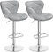 Yaheetech Juego de 2 Taburetes Altos de Bar Diseño Moderno de Cocina Altura Ajustable con Respaldo como Concha de Mar 360° Giratorio Negro (Gris Claro)