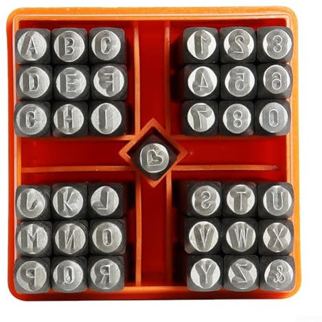 Zoegneer 37-teiliges Set mit Liebeszahlen, Buchstaben, Zahlen, Stempeln, DIY-Lederschnitzwerkzeugen für Schmuck und Lederhandwerk