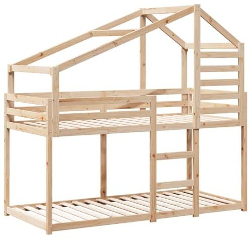 vidaXL Letto a Castello con Tetto 75x190 cm in Legno Massello di Pino