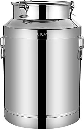 Generisch Robuste Milchkanne, 15 l/20 l/28 l/35 l/42 l/48 l, Edelstahl, luftdichter Milchtransporttank, Weinkübel, Eimer, Flüssigkeitsaufbewahrungsbehälter, Heimbrauzubehör/Silber / 20 l