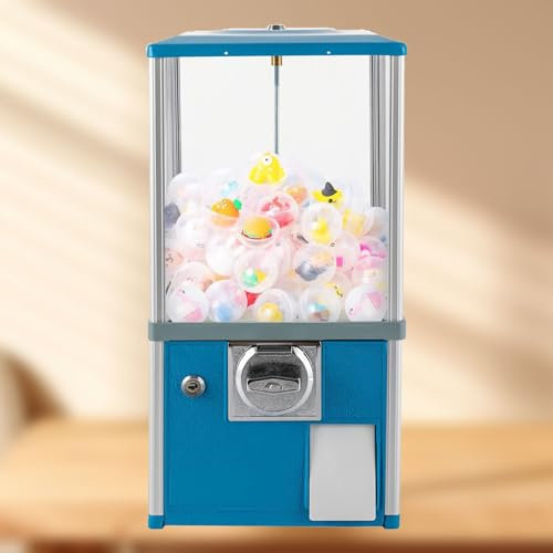 Myntautomat, stor godis- och tuggummimaskin, myntdriven godismaskin, automatisk kapselmaskin för butiker, för kapselleksaker med en diameter på 4,5-5,5 cm(Blue,1 EUR/One Times)