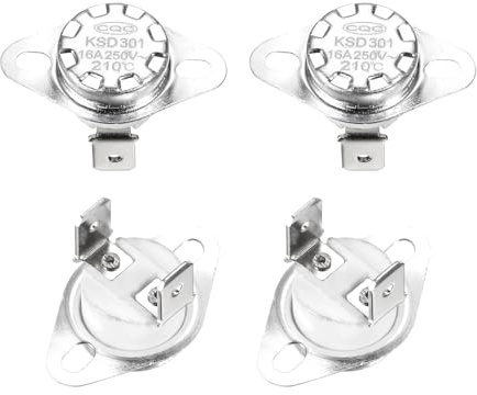 QUARKZMAN 4 Stück Thermoschalter 210°C Geschlossen 250V 16A Temperaturschalter Thermostat KSD301 Bimetall Thermoschutz für Mikrowellen, Backöfen, Kaffeemaschinen