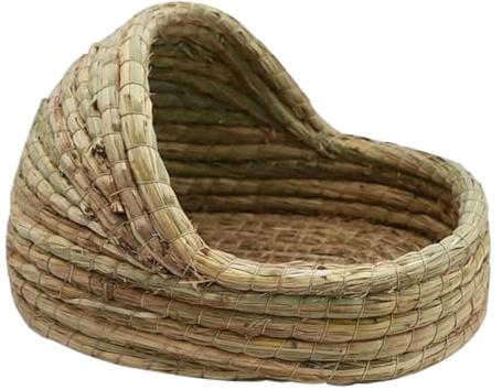 FONDOTIN Geflochtenes Nest Aus Stroh Für Kleintiere Geeignet Als Schlafplatz Für Zwerghamster Meerschweinchen Und Andere Kleintiere Mit Natürlicher Grasunterlage Für Komfort