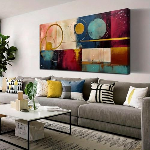 PEWFBS Grande dipinto astratto orizzontale su tela, colore scuro, quadro astratto, arte murale, soggiorno moderno, casa, ufficio, decorazione murale 70x140cm, senza cornice