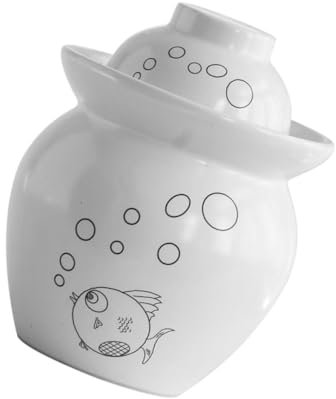 FUNNETOYU Tarro De Cerámica Para Pepinillos 1.5 Kg Tapa Hermética Cierre Seguro Para Fermentación De Verduras Encurtidas Uso Cocina Doméstica