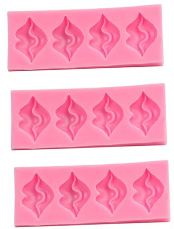 Veemoon Molde De Silicona para Tartas Labios 3 Piezas Resistente Al Calor Antiadherente Color Rojo Bricolaje Postres San Valentín Obsequio Cocina