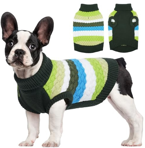 Kuoser Warmer Hundepullover für Kleine und Mittelgroße Hunde, Fleece Hunde Kleidung für Winter, Grün M