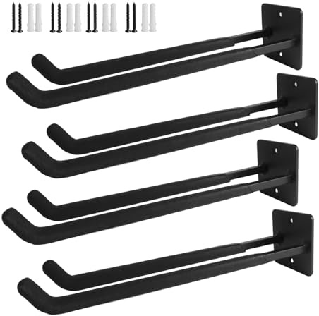 Storystore Garagenhaken, 4 Stück Länge 35.5cm Reifenhalter Wandhalterung, Schwerer Werkzeug Autoreifen Wandhalterung für Autoreifen, Fahrräder, Leiter, Gartengeräte, Platzsparend Belastung: 80 kg