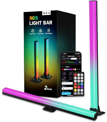 Smart LED Light Bars, RGB Light Bar 16 Million Colors, Smart Light Bars with Three Control Mode, 400 Lumen, Cool & Warm Light, 24 Dynamic Modes, Music Sync Modes for PC, TV, Room Decoration, 42CM