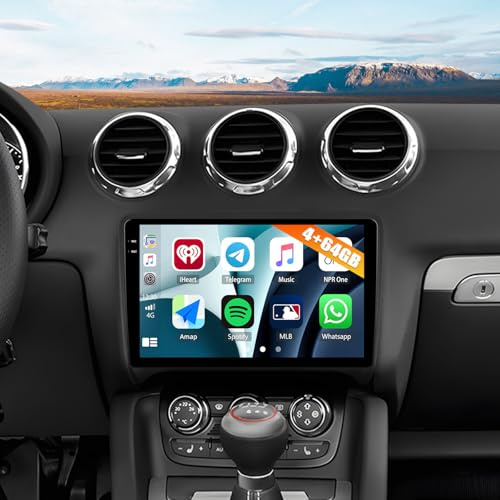 4G+64G Android Car Stereo for Audi TT MK2 8J 2007-2014 with Wireless CarPlay Android Auto 9 Incell 1280 * 720 Touch Screen Car Radio Bluetooth FM GPS SWC WiFi RDS FM HD Backup Camera Head Unit