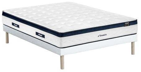 Vente-unique-Set 160 x 200 cm rete imbottita + materasso a molle insacchettate 5 zone tessuto rinfrescante sp.28cm - KOROVOU