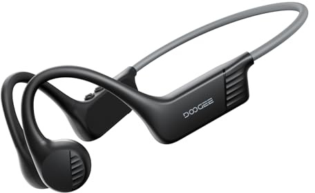 DOOGEE Cuffie Conduzione Ossea, 10 Ore IP66 Sport Running Cuffie Conduzione Ossea Wireless Bluetooth 5.4 con Microfono Auricolari Aperti per Corsa, Ciclismo e Fitness (Nero)