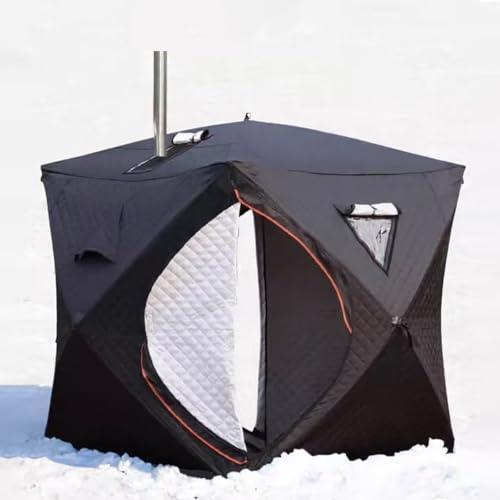 Outdoor Saunazelt Für 4 Personen,Allwetter Isoliertes Angelzelt Mit Schornstein,stabil Und Panorama, Einfach Aufzubauen,ideal Zum Angeln Und Für Lange Reisen, Inklusive Bodennägeln Und Windseilen