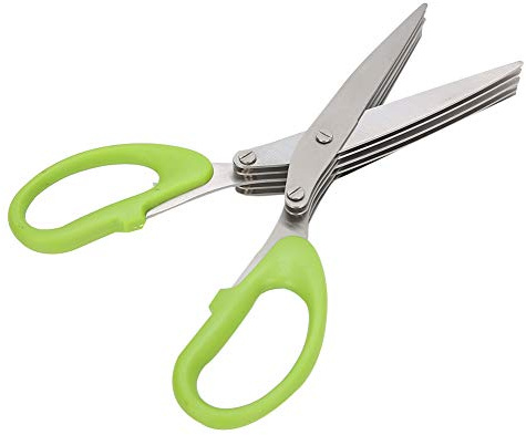 Küchenschere mit 5 Lagen Klingen, Multifunktionale Kräuterschere mit Griffigem Grünem Griff, Haushaltswerkzeug - Ergonomisch, Vielseitig Einsetzbar, Für Effizientes Schneiden von