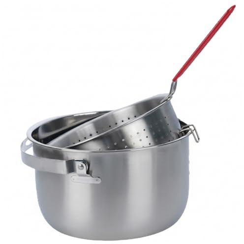 Olla freidora de acero inoxidable con cesta - Olla freidora de 2, 4 l con asa resistente al calor para pescado alitas de pollo y reuniones al aire libre