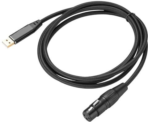 KNYCVDJ Cable de entrada trenzado USB a XLR hembra for grabación de micrófono, adaptador de cables de Audio de estudio con doble blindaje