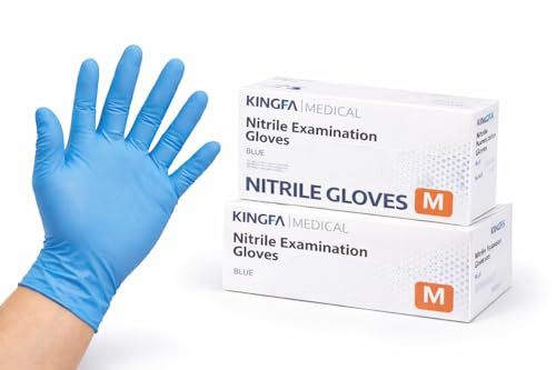 Alupedia Nitrilhandschuhe Blau Puderfrei & Latexfrei – Einweghandschuhe/Einmalhandschuhe Reißfest – Medizinische Untersuchungshandschuhe für Reinigung, Gastronomie, Tattoo & Haushalt (200, M)