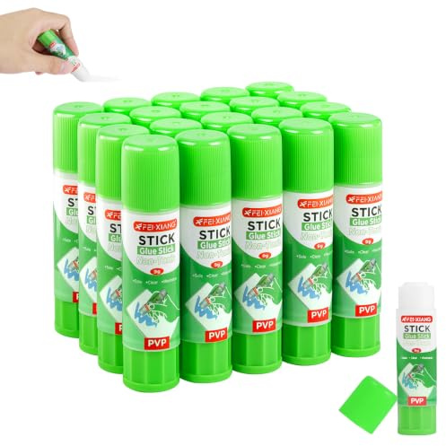 NUTKIT 20 Stk Klebestift, 9g Klebestifte Stic Set, Klebestift Extra Stark | Klebestift aus PVP, Kinderfreundlicher Bastelkleber, Schnell Kleber Stift Ideal für Büro, Zuhause, Schule Bastelarbeiten DIY