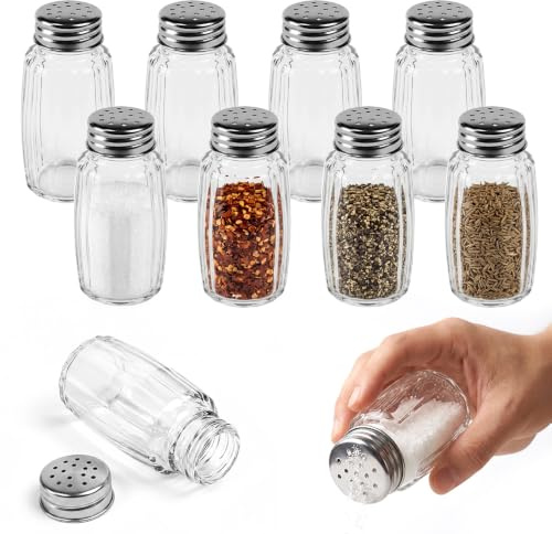 BXUUXA Salz und Pfefferstreuer Glas 10 Stück 80 ml mit Deckel | Transparente Gewürzstreuer für Pfeffer, Salz und Kräuter, wiederverwendbar für Küche, Grill, Camping und Gastronomie