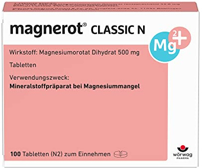 magnerot® CLASSIC N Magnesium-Orotat 500 mg Tabletten, 100 Stk. | Bei Muskel- & Wadenkrämpfen durch Magnesiummangel, individuell dosierbar, gut verträglich, organische Magnesiumverbindung
