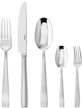 Sambonet 62512-N1 - Besteck 30-Tellig Vh. Flat, Set für 6 Personen6 Esslöffeln, 6 Essgabeln, 6 Messern, 6 Obstgabeln und 6 Teelöffeln, Edelstahl 18/10