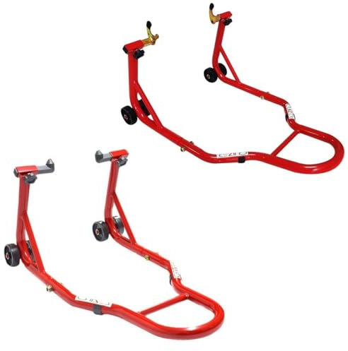Cavalletto Moto Regolabile Coppia Alzamoto Anteriore Cono + Posteriore Forchette