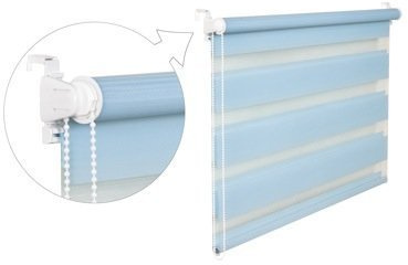DOPPELROLLO DUOROLLO 75 CM BREIT 150 CM LANG Hellblau INKL. SEILZUG FENSTERROLLO KLEMMROLLO JALOUSIE