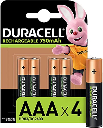 Duracell batterie rechargeable ACCU NiMH 750 mAh AAA Réf 81364750 Lot 4]