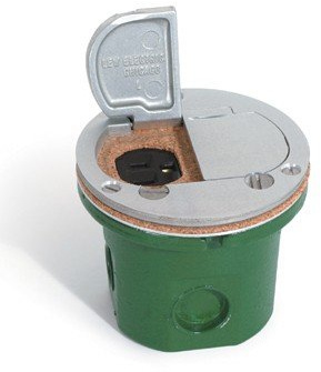 Lew Electric Flush Mounted Round Floor Box (Dual Flip Lid | Power, Aluminum)