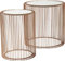Kare Design tavolino d'appoggio Wire Brass, rame, vetro,set da 2 pz, dimensioni tavolino grande 39x45x44cm tavolino piccolo 27x42x33cm,