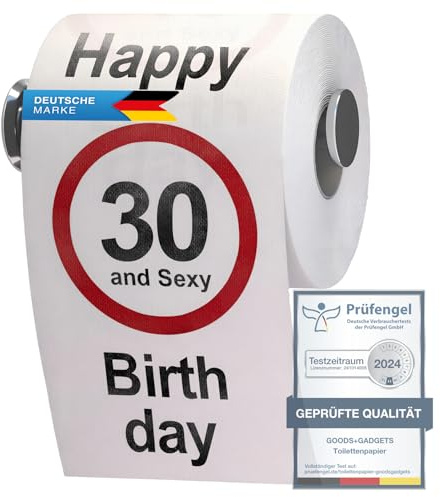 GOODS+GADGETS® Lustiges Klopapier 30. Geburtstag 200 Blatt als Partygag | Geniales Fun Toilettenpapier für viele Lacher, witziger 2-lagiger Geschenkartikel, Geburtstags-Dekoration, 30 und Sexy Motiv