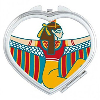 DIYthinker Die alte Ägypten Abstrakte dekorative Muster-Opfer-Fliegen-Göttin-Kunst-Muster-Herz-Compact Make-up Taschenspiegel Tragbare Nette kleine Handspiegel