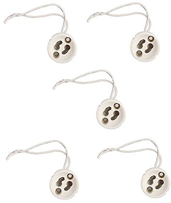 LISSEK GU10 Fassung Sockel für GU10 LED und Halogen Leuchtmittel inkl. 10cm Kabel (5 Stück)