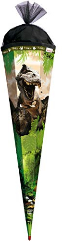 Roth 678770 - Schultüte Tyrannosaurus, 85 cm, 6 eckig, mit Textilborte, Verschluss aus Tüll und Sound