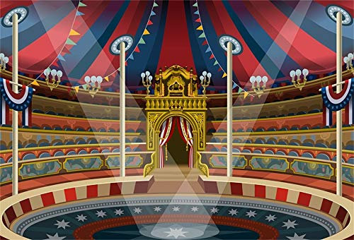 YongFoto 2,2x1,5m Polyester Toile de Fond Aire de Jeu de Cirque Spectacle de Performance Chapiteau Grande Tente Salle Fond de Studio Bannière Photo Party Enfant Photobooth Accessoires de Photographie